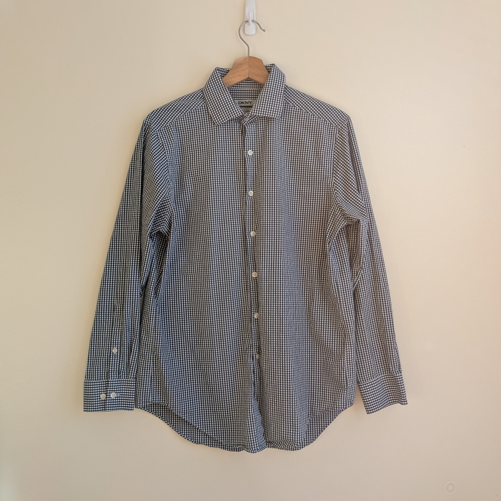 DKNY Men's Gingham Button Down Shirt